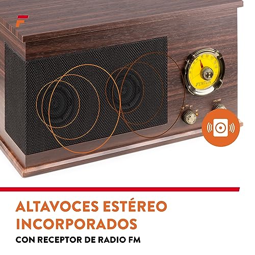 Fenton RP173 Platine Vinyle Design Retro Vintage – Bois Foncé, Récepteur Bluetooth, Haut-Parleur Stéréo Intégré, Conversion des Vinyles en Fichier MP3, pour 33, 45 et 78 Tours, Sortie RCA, Radio FM - Les Beatles, Paul McCartney, John Lennon, RIngo Starr, George Harrison Fenton RP173 Platine Vinyle Design Retro Vintage - Bois Foncé, Récepteur Bluetooth, Haut-Parleur Stéréo Intégré, Conversion des Vinyles en Fichier MP3, pour 33, 45 et 78 Tours, Sortie RCA, Radio FM – Image 5