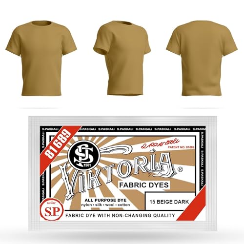 HOPS Fabric Dye, Machine Washable Textile Paint (15 dark beige, 10g), 59 Colors - Clothing Dyeing, Textile Colour, Dyeing Methods