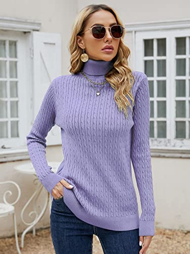 Image of SANGTREE Women's Cable Knit Sweater Long Sleeve Turtleneck Tops | Unmatched Softness| Lightweight Comfort| Rib Knit Cuffs| All Season Versatility| Suitable for Various Combinations