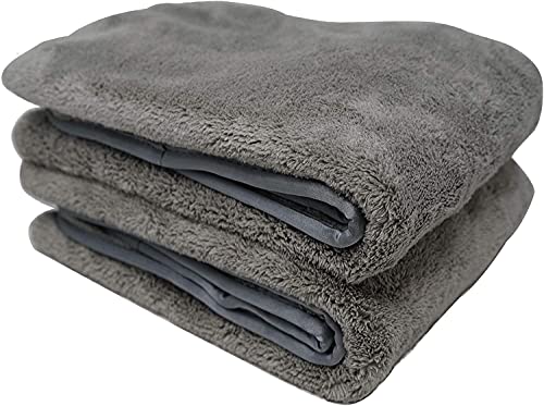Image of Auto Hub Heavy Microfiber Cloth for Car Cleaning and Detailing, Double Sided, Extra Thick Plush Microfiber Towel Lint-Free, 600 GSM (Size 40cm x 40cm) /Pack of 2, Color:- Grey