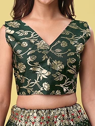 Image of PURVAJA Women's Jacquard Semi-Stitched Lehenga choli(Mishti)