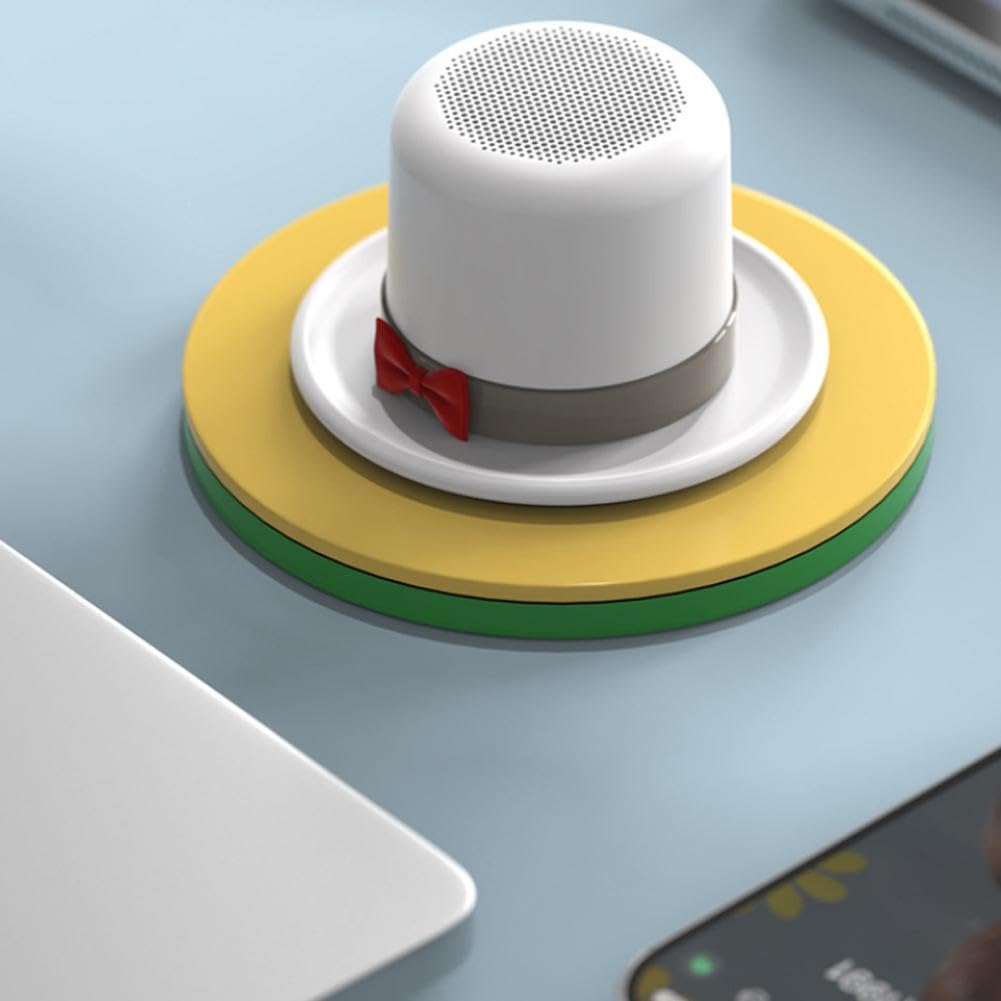 Magic Hat Bluetooth Speaker - Magnetic Phone Holder & Portable Wireless Speaker with Stereo Pairing, 360° HiFi Sound, 3H Playtime, Built-in Mic for Calls,Mini Speakers for Desk,Travel,Gifts(White) 3