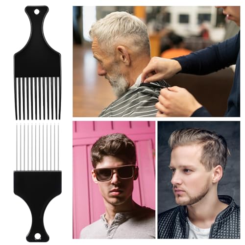 4 Peines Afro de Plástico y Metal para Hombre Negro miniatura 4