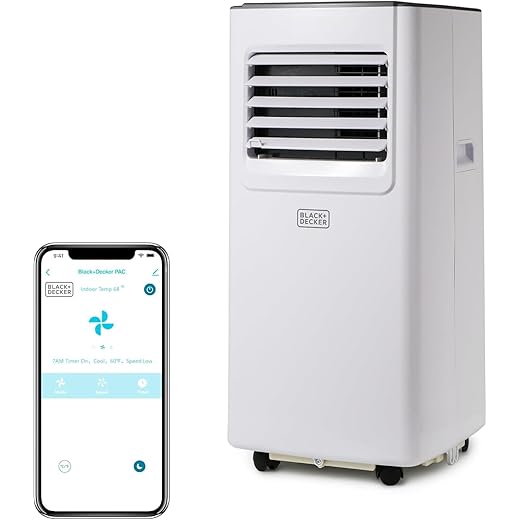 BLACK+DECKER 8,000 BTU Portable Air Conditioner with Wifi & Remote Control, 3-1-in AC, Fan & Dehumidifier, with App, Alexa & Google Assistant, Window Kit