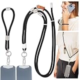 Pulpo 2 in 1 Anti Theft Phone Lanyard and Wrist Strap for iPhone and Android, Adjustable Cell Phone Leash and Universal Tether, Hands Free Strap for Travel Running and Everyday Use, Black