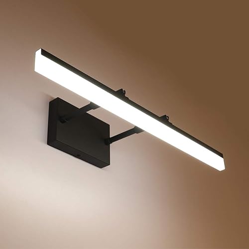 YHTlaeh Adjustable LED Bathroom Vanity Light Fixture Wall Cabinet 18W 24inch Matte Black Natural White Light 4000K for Makeup Bathroom Lighting Over Mirror (24in Non Dimmable)