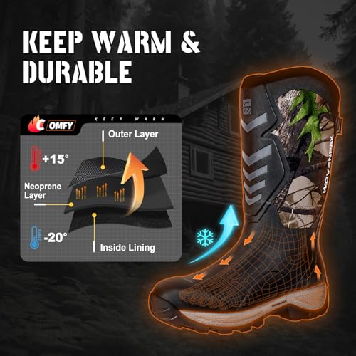 WOVENPAK Rubber Boots for Men, Mens Boots Waterproof Insulated Hunting Boots with Steel Shank, Neoprene Rubber Work Mud Boots Outdoor - image 6