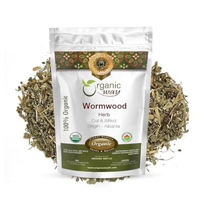 Organic Way Wormwood Herb Cut & Sifted Artemisia Absinthium - Herbal Tea | European Wild-Harvest | Kosher & USDA Certified | Vegan, Non-GMO & Gluten Free | 100% Raw from Albania 1 Pound Pack of 1