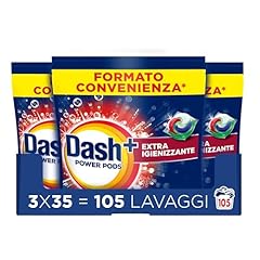 Dash Power Pods Detersivo Lavatrice In Capsule, 105 Lavaggi (3x35), Extra Igienizzante, Pulizia profonda contro sporco e batteri, Pulizia Impeccabile