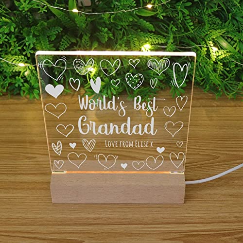 ukgiftstoreonline World's Best Grandad Personalised Night Light LED Lamp Gift