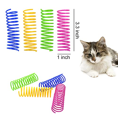 WishLotus Cat Toys for Indoor CatsInteractive 3.34in 4 Colors Cat Spring Toy, 8pc Big Springs Set Lightweight Durable High Elasticity Cat Spiral Springs for Cats to Swat, Hunt to Kill Time (8pcs)