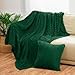 Bnuitland Dark Green Flannel Throw (50X71 inches) with Pillow Cover(18×18