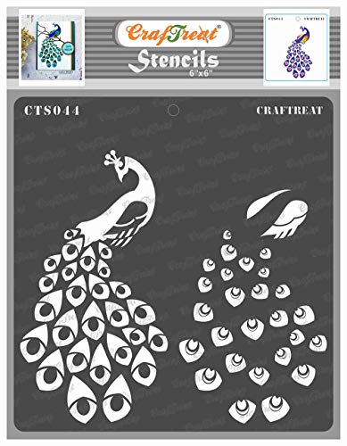 Craftreat Layered Peacock Stencils For Painting On Wood, Canvas, Paper, Fabric, Floor, Wall And Tile - Peacock - 6X6 Inches - Reusable Diy Art And Craft Stencils - Peacock Stencil Template #TOP2