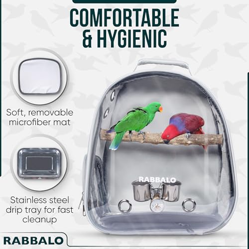 Image of Bird Carrier Backpack with Clear Window - Travel Cage for Parakeets, Conures, Cockatiels - Portable Pet Bag with Tray, Perches, Cups, Ventilation - Hiking, Travel & Outdoor Adventure