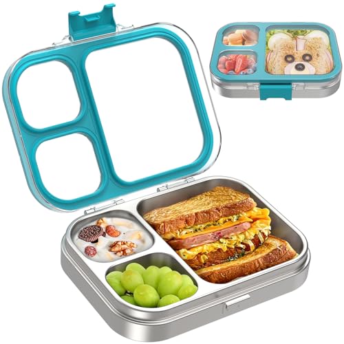 LOHASOK Kids Stainless Steel Bento Box with Silicone Lid...