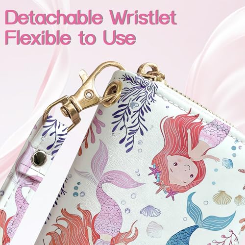 Image of Girls Wallet for Kids, Kids Wallet for Girls 6-8 8-10 10-12, Small Cute Mermaid Leather Toddler Purse with Wristlet and Coin Pocket, Christmas Stocking Stuffers Birthday Gift for Teen Girls