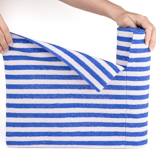 Chiffons en microfibre absorbants et réutilisables à structure rayée blanche