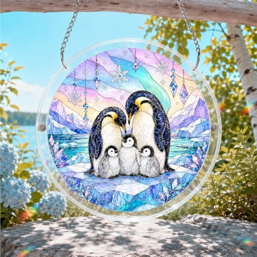Penguin Family Acrylic Puzzle Suncatcher, Winter Window Decor, 7.4 Inch — 사진 7