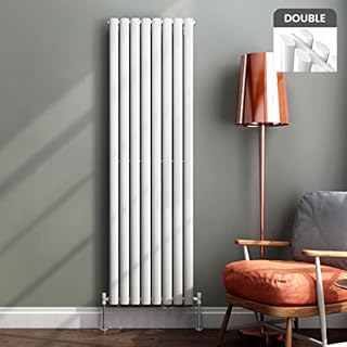 iBathUK 1600 x 480 mm Vertical Column Radiator White Oval Single Panel Designer Heater