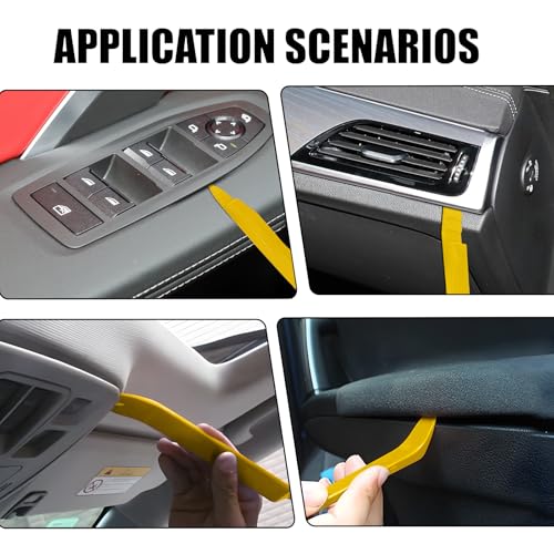 Image of 5PCS Auto Trim Removal Tool Kit, No-Scratch Plastic Pry Kit, Interior Fastener Remover Pry Tool Set for Car Door Clip Panel & Audio Dashboard Dismantle, Universal Car Accessories (Yellow)
