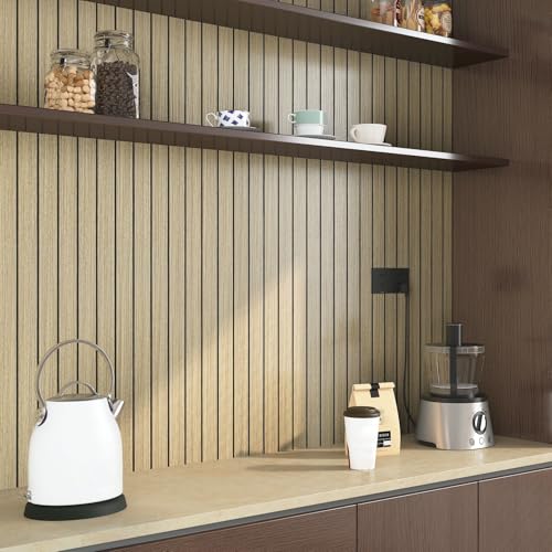 Paneles acústicos decorativos de PVC impermeable LaCheery madera autoadhesiva 3D 6