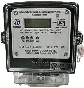 ITE-107 Single Phase Energy Meter with LCD Display (Black, Polycarbonate)