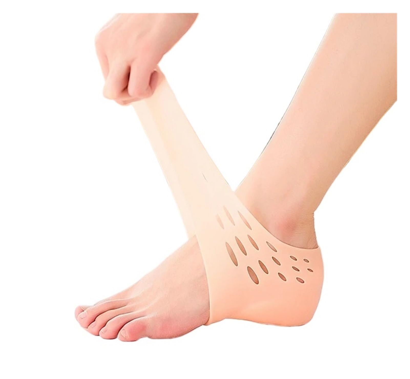 Calcetines de silicona para aumentar la altura, almohadillas de gel para el talón, soporte ortopédico, soporte de arco y talón, almohadilla de masaje de pies, unisex (beige, 2 cm)