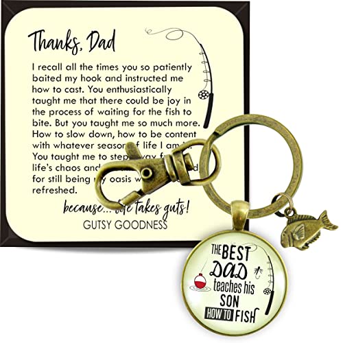 Fishing Dad Keychain From Son Best Dad Teaches His Son