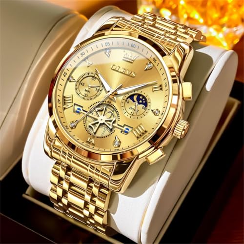 Image of OLEVS Watches for Men Dress Chronograph Luxury Stainless Steel Big Face