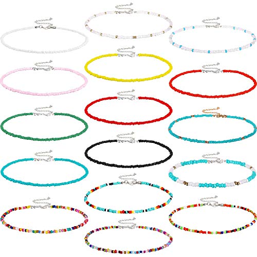 Bohemian Beaded Choker Necklace for Women Adjustable Colorful Rice Bead Necklace Handmade Beach Necklace Boho Beach Summer Ocean Hawaii Jewelry For Women Men3