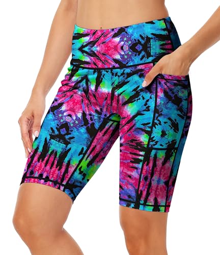 Image of AOBUTE Womens 9 inch /10 inch /11 inch Long Swim Board Shorts High Waisted UPF 50+ Biker Shorts with Pockets