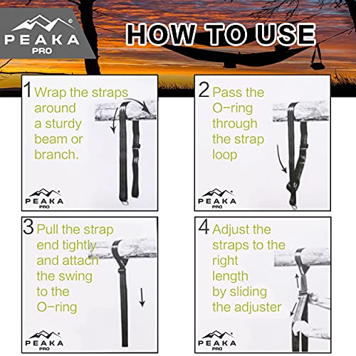 Peaka Pro SWING SEAT AND STRAPS SET Adjustable Tree Swing Straps Hanging Kit (From 4'3 Inch To 7'4") - Set Of 2 Tree Swing Strap Hanging - Extra Long Hammock Tree Straps thumb #6