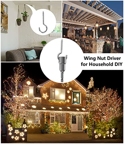 Saipe 5 Pcs Power Wing Nut Driver Set With 1/4 Inch Hex Shank Slot Wing Nuts Drill Bit Socket Wrenches Tools Set For Panel Nuts Screws Eye C-Hook Bolt, Q-Hanger (10/12/14/16/18Mm) #TOP6