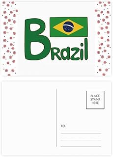 Brazil National Flag Green Pattern Christmas Christmas Flower Celebration Postcard Blessing Mailing Card