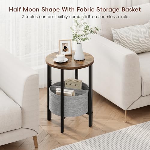 Modern Half Moon Side Table Set with Storage - 2 Pieces - Image 6