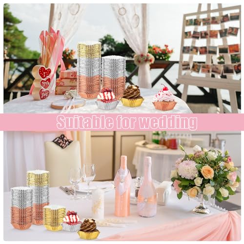 Image of Layhit 600 Pcs Square Mini Foil Cupcake Liner 1.8 inchx2.4 inch Disposable Bright