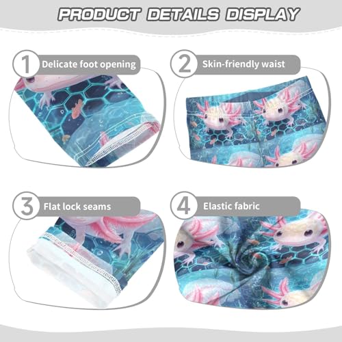 Boccsty Fantasy Cute Axolotl Fish Girls Leggings Kids Yoga Pants Dance Active Tights 4T3