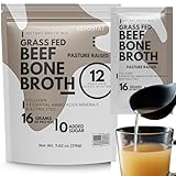 Ketostat Bone Broth Protein Powder Packets, Grass-Fed Beef (12 Pack, 18g) - 16 Grams of Hydrolyzed Beef Collagen Protein, Amino Acids, Electrolytes Sipping Broth Powder