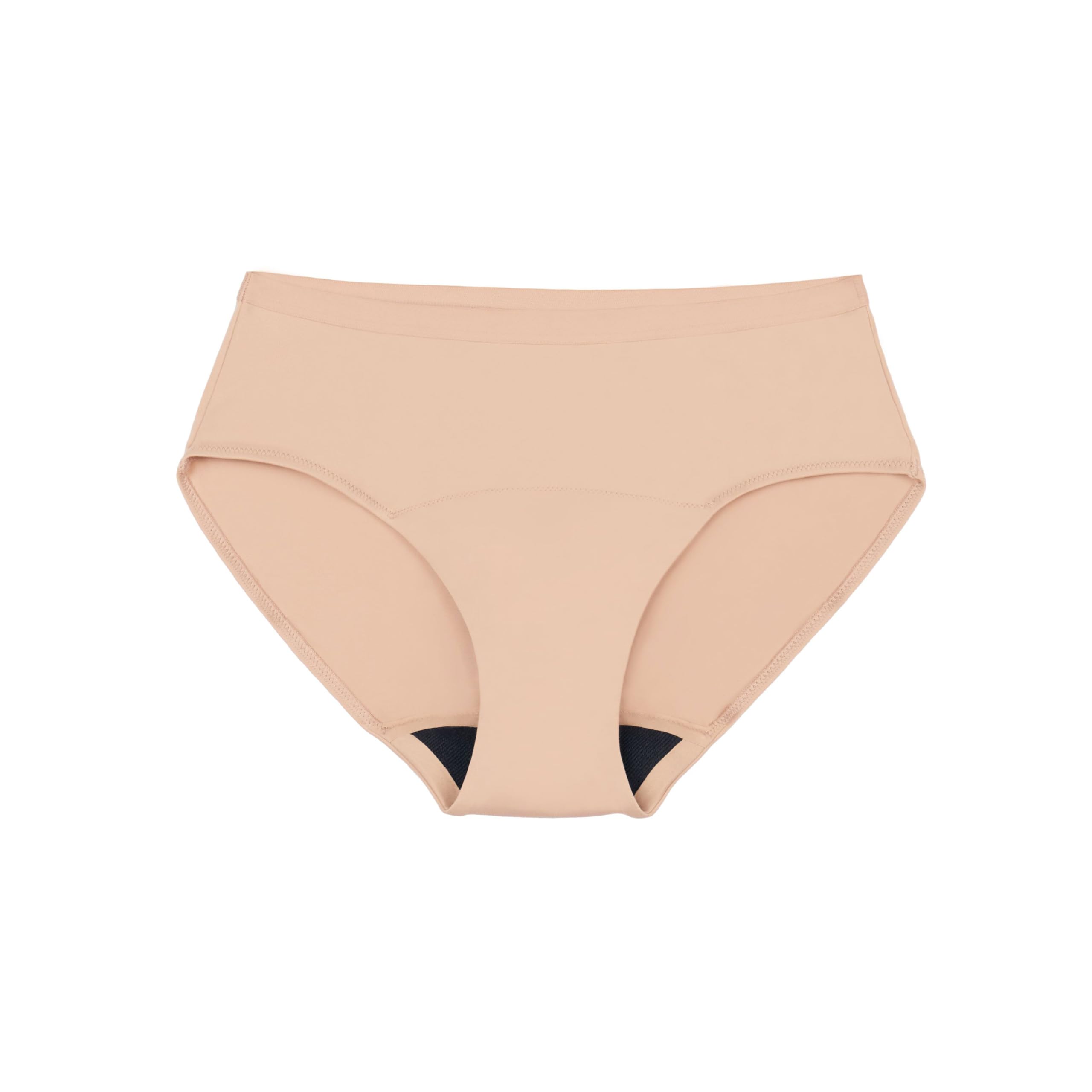 Thinx For All LeaksHip-Hugger Underwear, Holds up to 100ml or 6tbps or 1/4 Cup Worth of Liquid, Light Absorbency Incontinence Underwear for Women, FSA HSA Approved Feminine Care, Beige, M