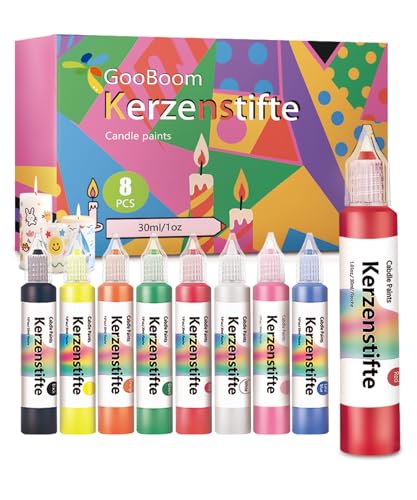 GooBoom Candle Wax Pen 8-Color Candle Painting kit for DIY Projects Birthday Party Special Occasions Create Colorful Candles Safe and Non-Toxic(30ML/1.01OZ)