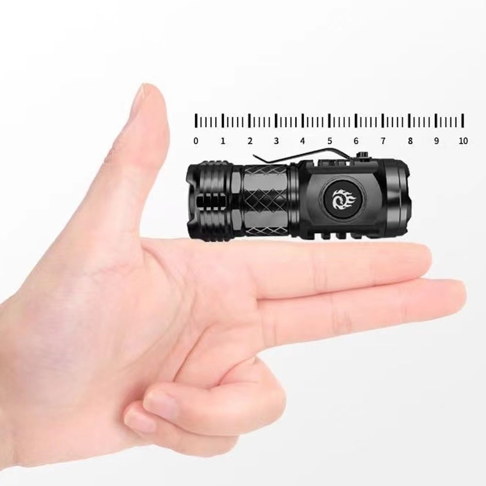 Three-Eyed Monster Mini Flashlight, German Three-Eyed Monster Mini Flash Super Power Flashlight, Slim Portable Pocket Compact Torch with Clip