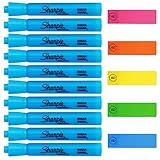 The Mega Deals Blue Highlighters, Pack of 10, Wide Chisel Tip Markers, Bulk Pack of Colored Highlighter Markers, Office Supplies for Exams, School, Office, Home