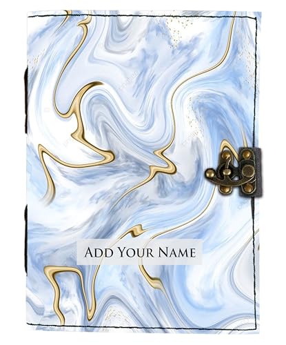 Image of DI-KRAFT Customize Diary with Name with Beautiful UV Prints | Customized Leather Writing Diary Unruled White Paper Journal Personal Notepad Sheets Daily Planner for Gifting (Pattern 3)