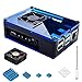 Miuzei Gehäuse für Raspberry Pi 4 mit 35mm Große Lüfter, 4 × Aluminium Kühlkörper für Raspberry Pi 4 Model B (35×35mm große)