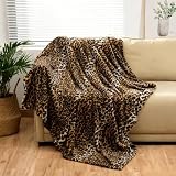 Bnuitland Leopard Print Fleece Flannel Throw 50x40inch, 300 GSM Double Sided Lightweight for Bed Sofa Travel, Super Soft Fuzzy Fluffy Cheetah Print Blanket for Babies/Kids/Pets