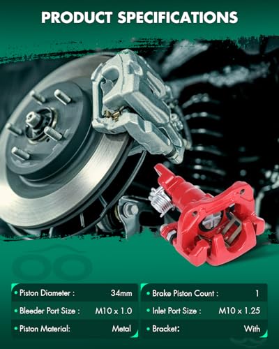 Image of SCITOO Rear Left Brake Caliper With Bracket 19-B2069 Red Compatible For Acura TSX 2004-2008 For Honda For Accord 1998-2007