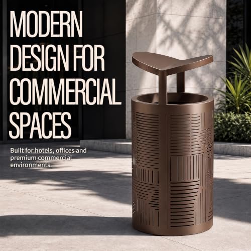Image of 10.8 Gallon Commercial Outdoor Trash Can with Lid (Taupe Gray)