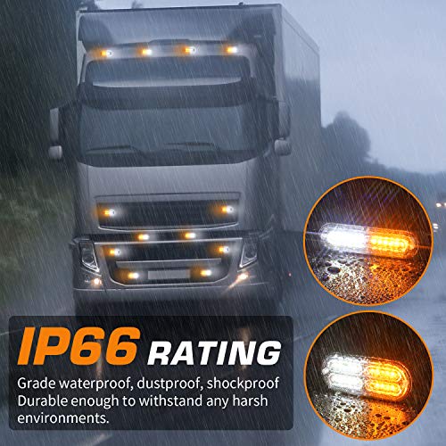 Linkitom 8Pcs Ultra Slim Sync Feature Car Truck Surface Mount Emergency Hazard Warning Strobe Light With Strobe Controller And Wiring Harness (Amber & White) #TOP3