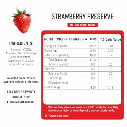 Image of Bhuira Strawberry Preserve - 240g |Natural No Added Sugar, Preservatives, Artificial Colours | Handmade Himachal Vegetarian Fruit Spread | Breakfast, Toast Dessert | Healthy Snack | Guilt-Free, Pack of 2