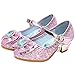 YOSICIL Chaussure Princesse Filles Reine des Neiges Elsa Paillettes Antidérapantes Talons Hauts Costume Chaussures de Danse pour Dress Up Fête Anniversaire Mariage 3-14 Ans,Rose 26